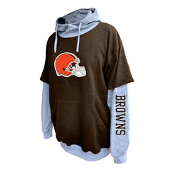 Cleveland Browns Big & Tall Twofer Pullover Hoodie - Brown/Heather Gray outlet