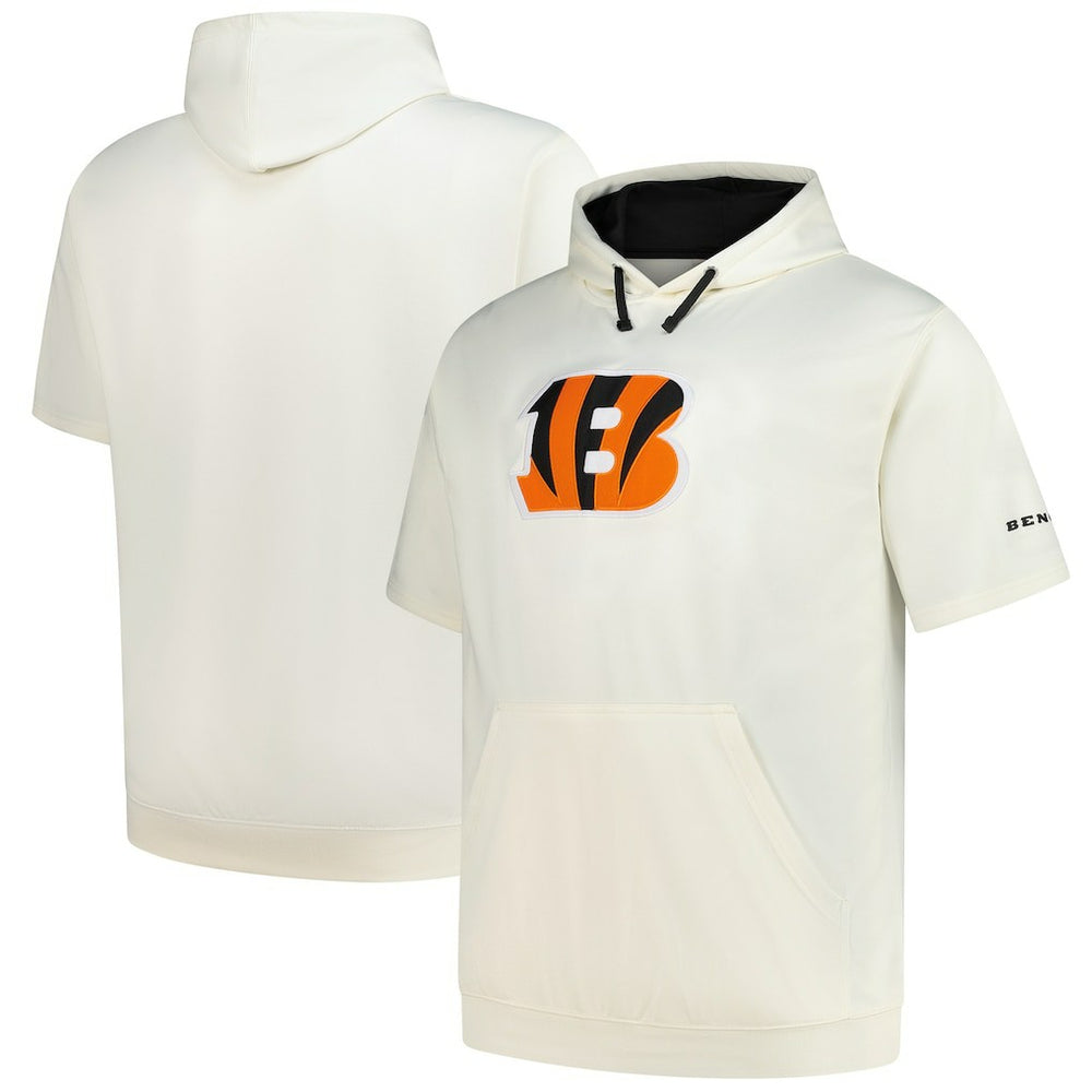 Cincinnati Bengals Profile Big & Tall Chest Print and Logo Short Sleeve Pullover Hoodie - Oatmeal cheap