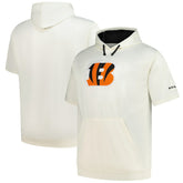 Cincinnati Bengals Profile Big & Tall Chest Print and Logo Short Sleeve Pullover Hoodie - Oatmeal cheap