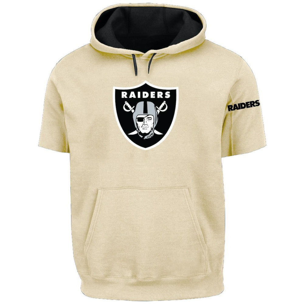 Las Vegas Raiders Profile Big & Tall Chest Print and Logo Short Sleeve Pullover Hoodie - Oatmeal on sale