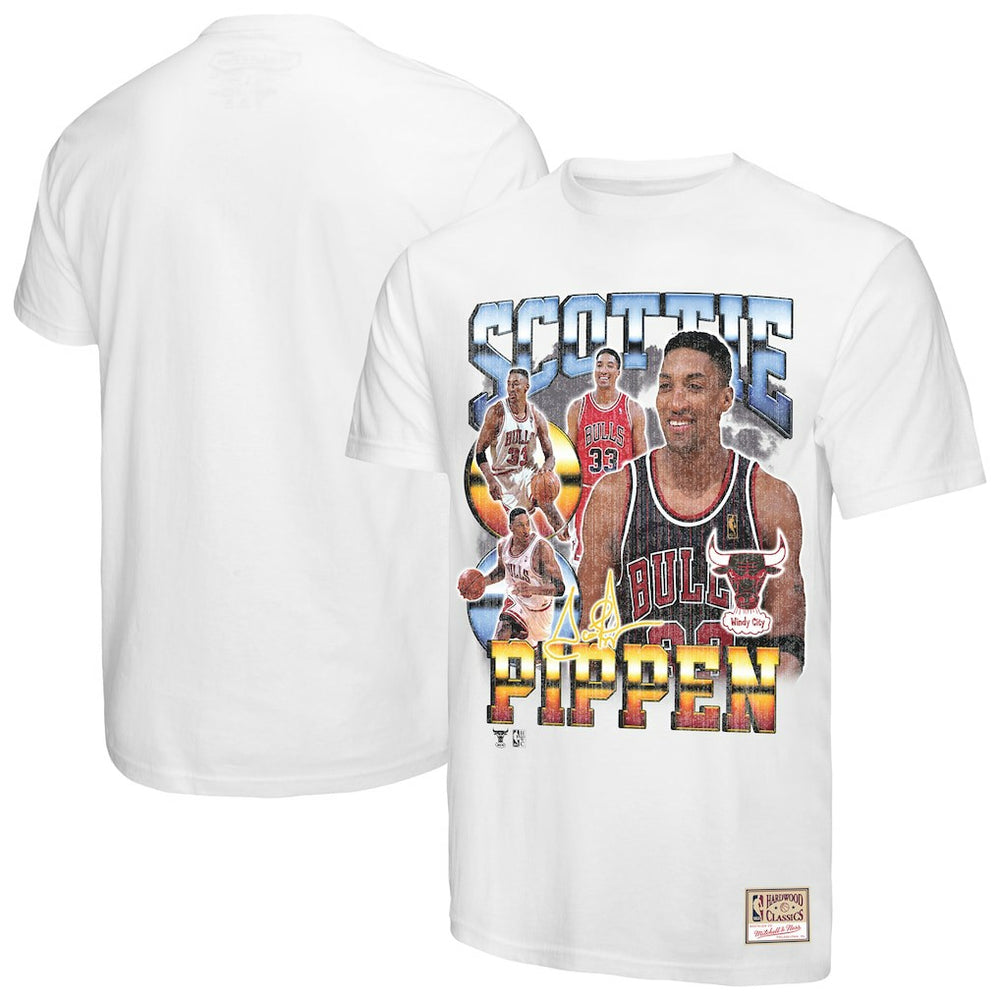 Scottie Pippen Chicago Bulls Hardwood Classics Commemorative Player Collage T-Shirt sale - White on sale