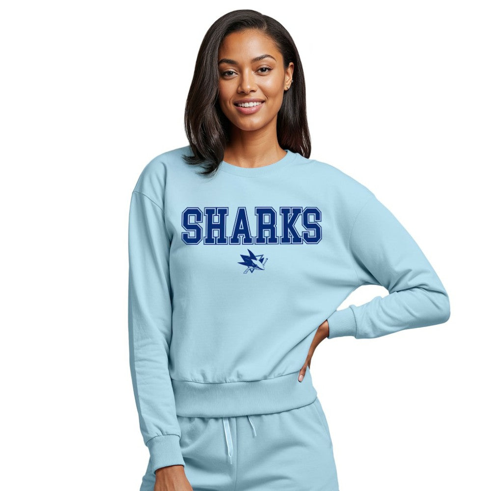 San Jose Sharks Concepts Sport Women's Tonal Pullover Sweatshirt - Light Blue Sweatshirts