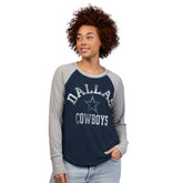 Dallas Cowboys G-III 4Her by Carl Banks Women's Waffle Knit Raglan Long-Sleeve T-Shirt - Navy/Gray on sale