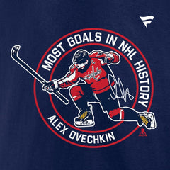 Alexander Ovechkin Washington Capitals Fanatics NHL All-Time Leading Goal Scorer Badges Long Sleeve T-Shirt - Athletic Navy T-shirts