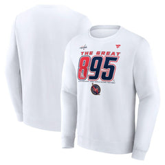 Alexander Ovechkin Washington Capitals Fanatics NHL All-Time Leading Goal Scorer The Great 895 Fleece Pullover Sweatshirt - White Sweatshirts