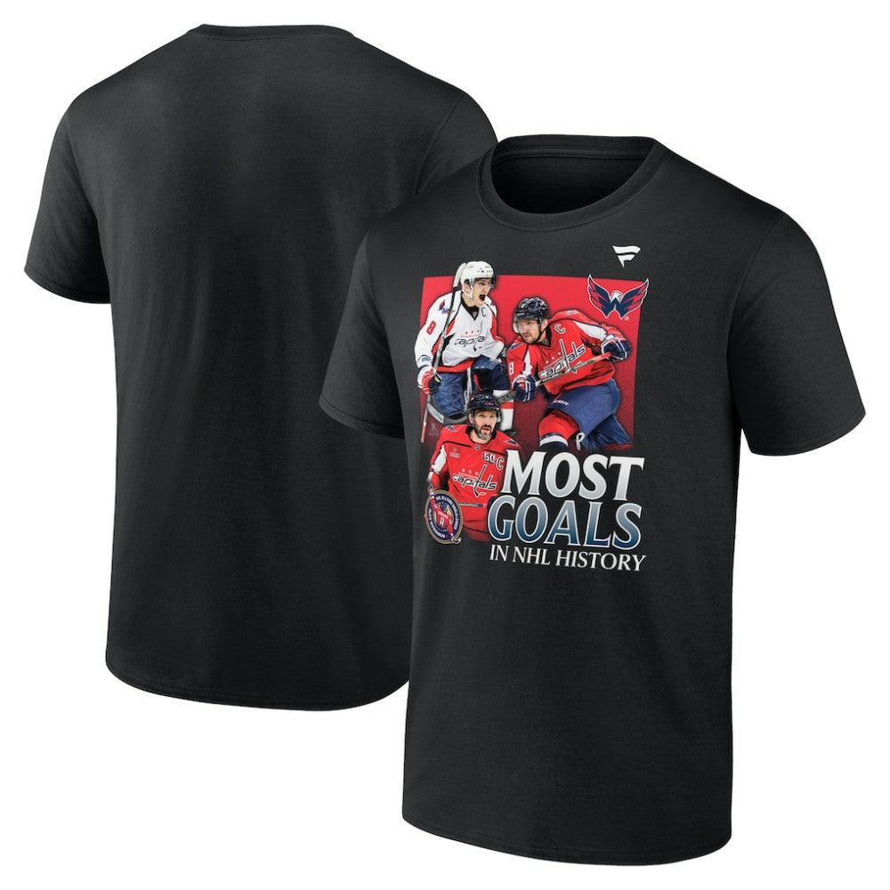 Alexander Ovechkin Washington Capitals Fanatics Most Goals Evolution of 895 T-Shirt - Black T-shirts