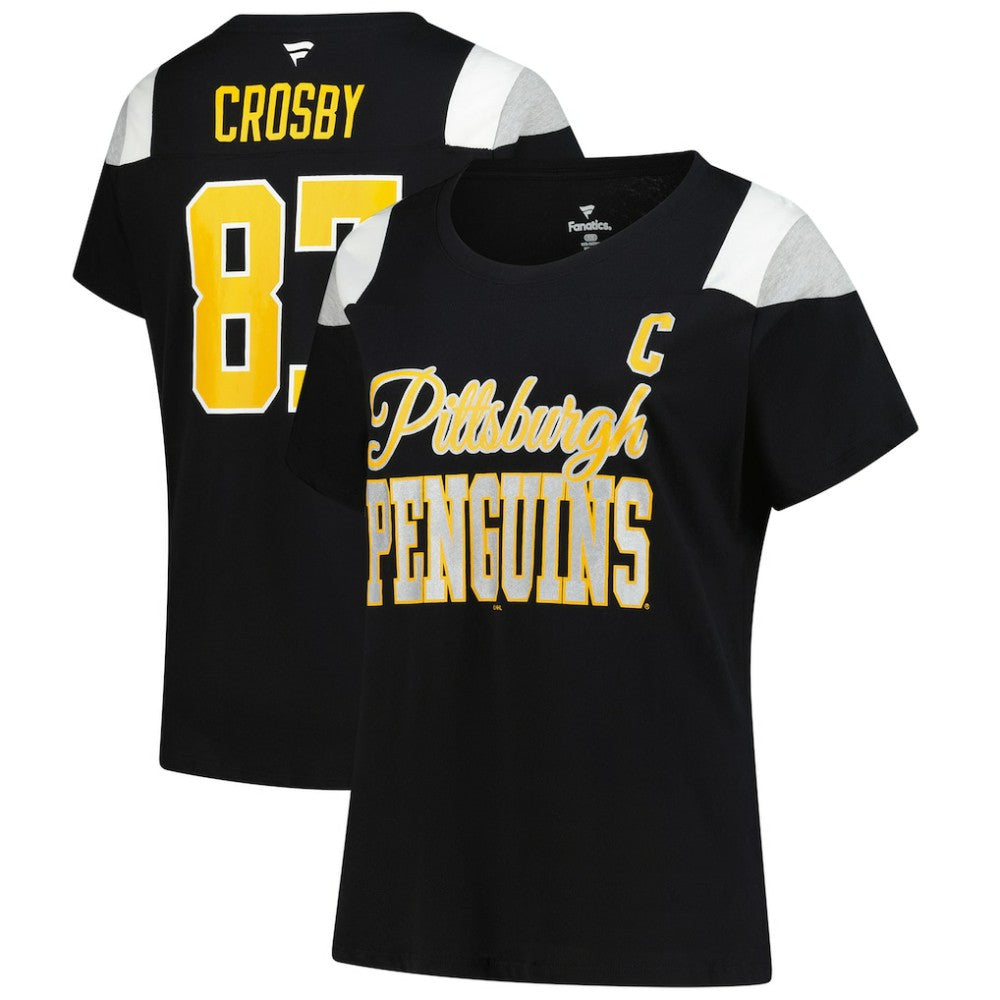 Sidney Crosby Pittsburgh Penguins Fanatics Women's Plus Size Name & Number Scoop Neck T-Shirt - Black T-shirts