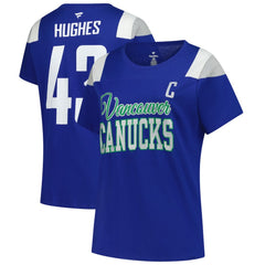 Quinn Hughes Vancouver Canucks Fanatics Women's Plus Size Name & Number Scoop Neck T-Shirt - Royal T-shirts