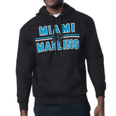 Miami Marlins Starter Team Mesh Print Graphic Pullover Hoodie Black