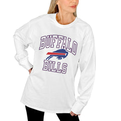 Buffalo Bills Gameday Couture Women's Mind Games Oversized Long Sleeve T-Shirt - White cheap