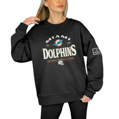 Miami Dolphins Gameday Couture Women's Oversized Players Only Black Label Pullover Sweatshirt - Black discount