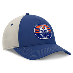 Edmonton Oilers Fanatics 2025 Stanley Cup Playoffs Locker Room Trucker Adjustable Hat - Royal/Gray Hats