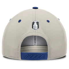 Edmonton Oilers Fanatics 2025 Stanley Cup Playoffs Locker Room Trucker Adjustable Hat - Royal/Gray Hats