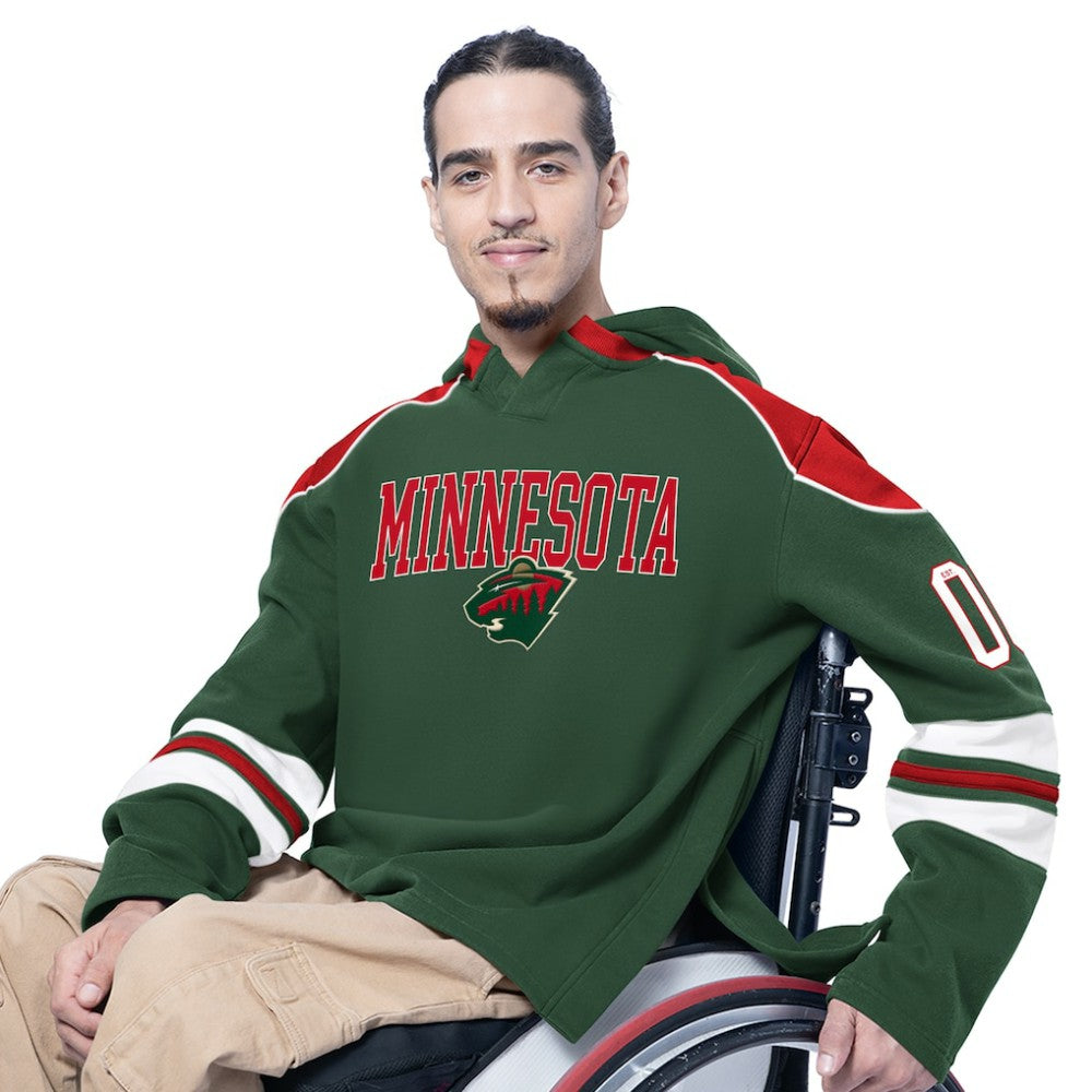 Minnesota Wild G-III Sports by Carl Banks Adaptive Wear Lord Stanley Hooded Long Sleeve Sweatshirt - Green Sweatshirts