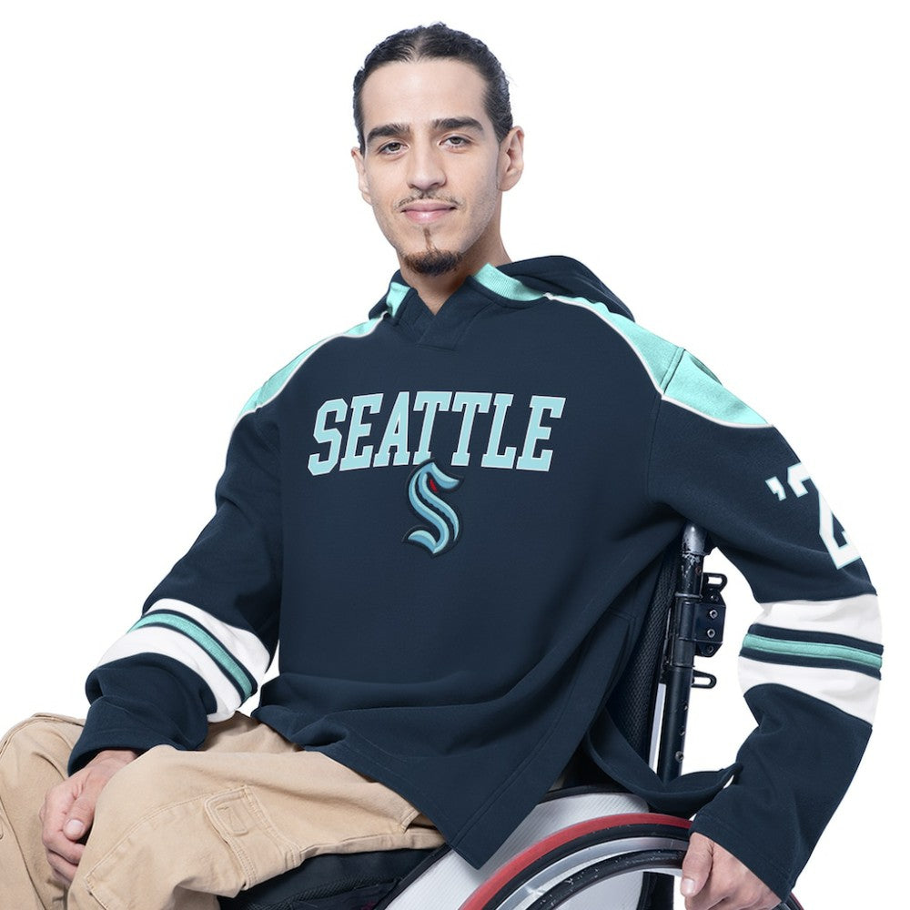 Seattle Kraken G-III Sports by Carl Banks Adaptive Wear Lord Stanley Hooded Long Sleeve Sweatshirt - Navy Sweatshirts