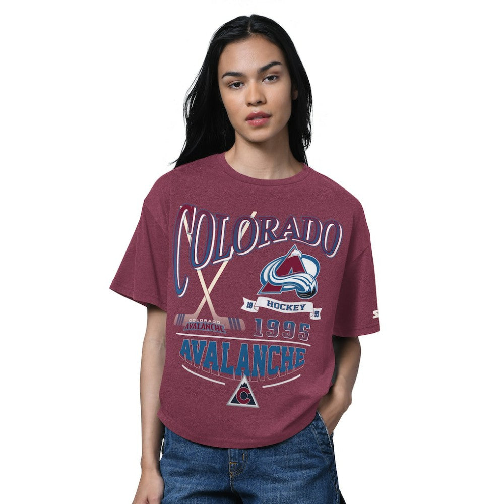Colorado Avalanche Starter Women's Oversized Hall of Fame T-Shirt - Heather Burgundy T-shirts