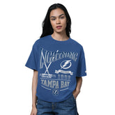 Tampa Bay Lightning Starter Women's Oversized Hall of Fame T-Shirt - Heather Blue T-shirts