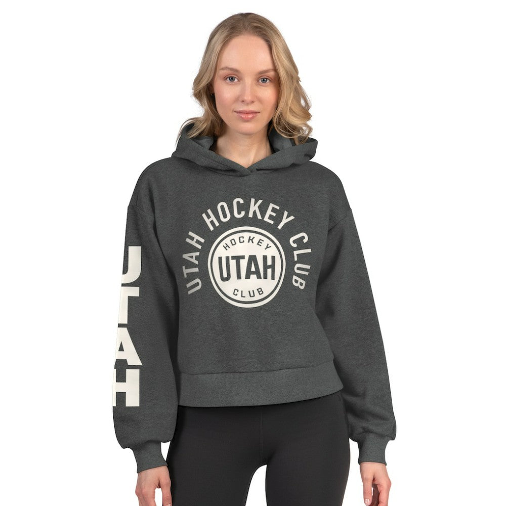 Utah Mammoth Starter Women's Star Player Cropped Fleece Hoodie - Heather Charcoal Hoodies
