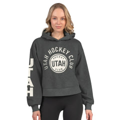 Utah Mammoth Starter Women's Star Player Cropped Fleece Hoodie - Heather Charcoal Hoodies