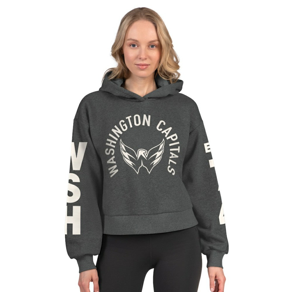 Washington Capitals Starter Women's Star Player Cropped Fleece Hoodie - Heather Charcoal Hoodies