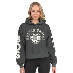 Boston Bruins Starter Women's Star Player Cropped Fleece Hoodie - Heather Charcoal Hoodies
