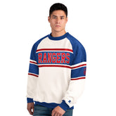 New York Rangers Starter Male Adult Defense Fleece Crewneck Sweatshirt - White Sweatshirts