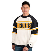 Boston Bruins Starter Male Adult Defense Fleece Crewneck Sweatshirt - White Sweatshirts
