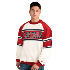 Washington Capitals Starter Male Adult Defense Fleece Crewneck Sweatshirt - White Sweatshirts