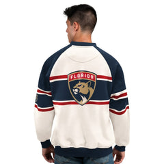 Florida Panthers Starter Male Adult Defense Fleece Crewneck Sweatshirt - White Sweatshirts