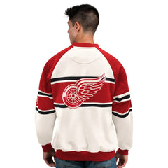 Detroit Red Wings Starter Male Adult Defense Fleece Crewneck Sweatshirt - White Sweatshirts