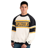 Pittsburgh Penguins Starter Male Adult Defense Fleece Crewneck Sweatshirt - White Sweatshirts