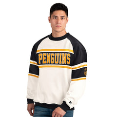 Pittsburgh Penguins Starter Male Adult Defense Fleece Crewneck Sweatshirt - White Sweatshirts