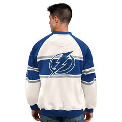 Tampa Bay Lightning Starter Male Adult Defense Fleece Crewneck Sweatshirt - White Sweatshirts