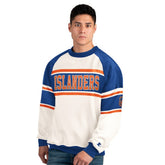 New York Islanders Starter Male Adult Defense Fleece Crewneck Sweatshirt - White Sweatshirts
