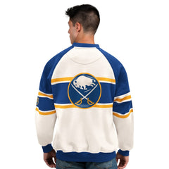 Buffalo Sabres Starter Male Adult Defense Fleece Crewneck Sweatshirt - White Sweatshirts