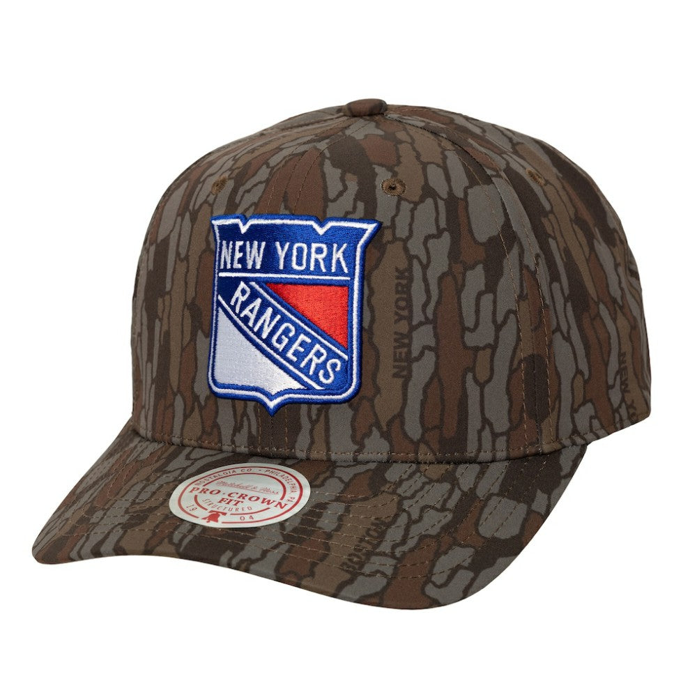 New York Rangers Mitchell & Ness Hidden Camo Pro Crown Adjustable Hat - Camo Hats