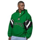 Boston Celtics Starter The Line Up Oxford Crinkle Half-Zip Hooded Jacket - Green cheap
