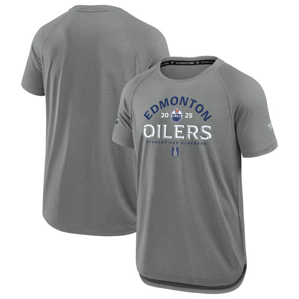 Edmonton Oilers Fanatics 2025 Stanley Cup Playoffs Authentic Pro Rink Performance T-Shirt - Heather Gray T-shirts