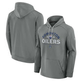 Edmonton Oilers Fanatics 2025 Stanley Cup Playoffs Authentic Pro Rink Fly Fleece Pullover Hoodie - Gray Hoodies