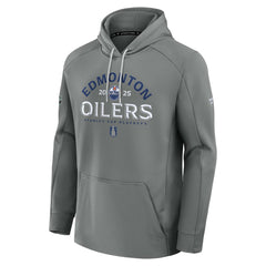 Edmonton Oilers Fanatics 2025 Stanley Cup Playoffs Authentic Pro Rink Fly Fleece Pullover Hoodie - Gray Hoodies