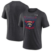 Florida Panthers Fanatics 2025 Stanley Cup Playoffs Crossbar Tri-Blend T-Shirt - Heather Charcoal T-shirts