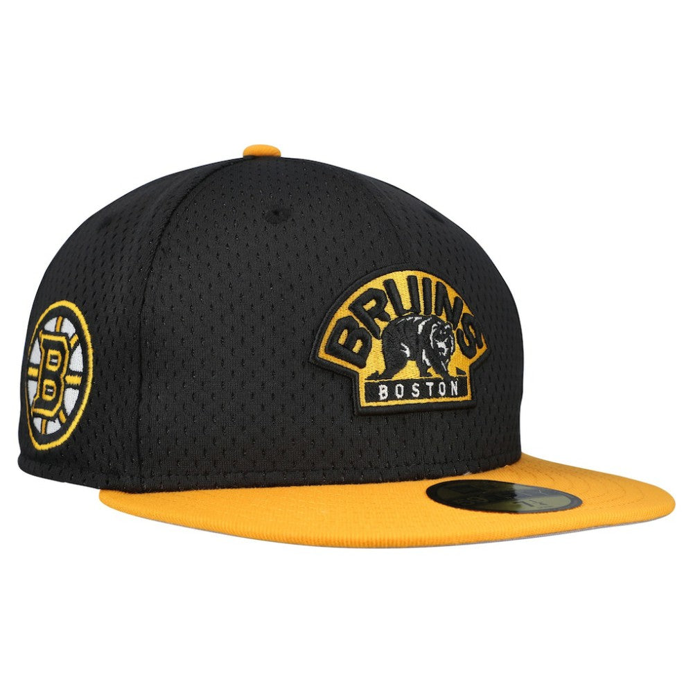 Boston Bruins New Era Mesh Crown Two-Tone 59FIFTY Fitted Hat - Black/Gold Hats