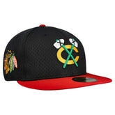 Chicago Blackhawks New Era Mesh Crown Two-Tone 59FIFTY Fitted Hat - Black/Red Hats