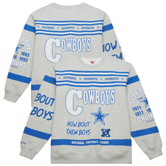 Dallas Cowboys All Over Print Retro Fleece Sweatshirt - Heather Gray for sale