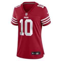 Mac Jones San Francisco 49ers Women's Team Game Jersey - Scarlet on sale