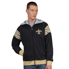 New Orleans Saints Pro Player Helmet Full-Zip Hooded Track Jacket - Black/Gold cheap