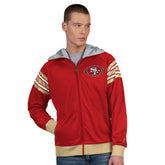 San Francisco 49ers Pro Player Helmet Full-Zip Hooded Track Jacket - Scarlet/Gold outlet