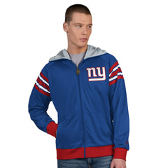 New York Giants Pro Player Helmet Full-Zip Hooded Track Jacket - Royal/Red discount