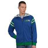 Seattle Seahawks Pro Player Retro Helmet Full-Zip Hooded Track Jacket - Royal/Green sale