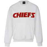 Kansas City Chiefs Cuce Women's Chenille Jeweled Sweatshirt - White on sale
